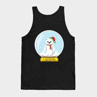 Merry Polar Bear Christmas inside Snowball Glass Tank Top